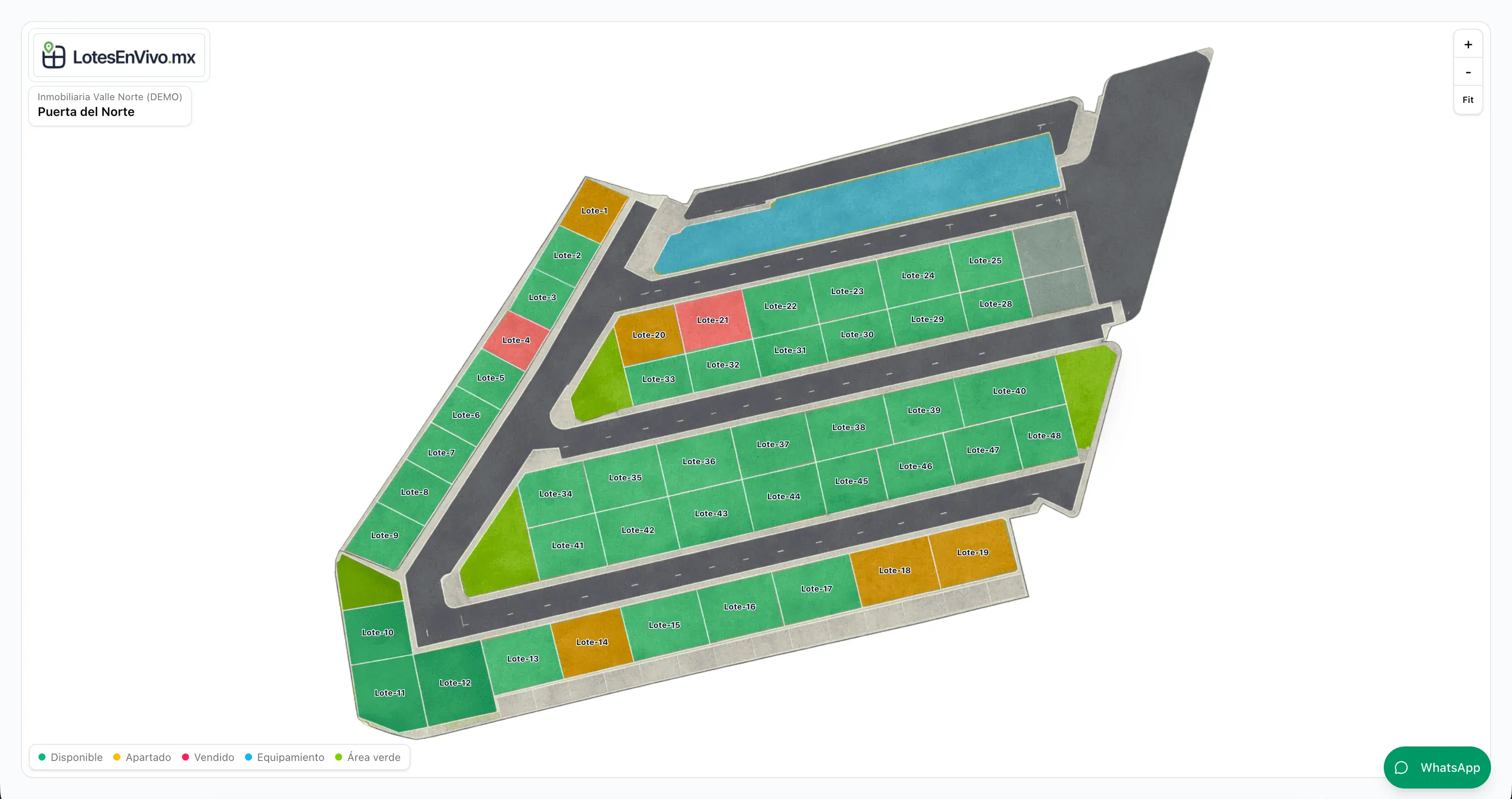 Mapa interactivo de lotes de LotesEnVivo