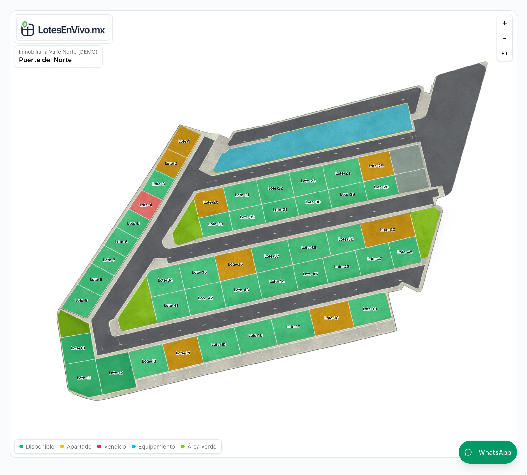 Mapa interactivo para vender lotes con estatus en tiempo real